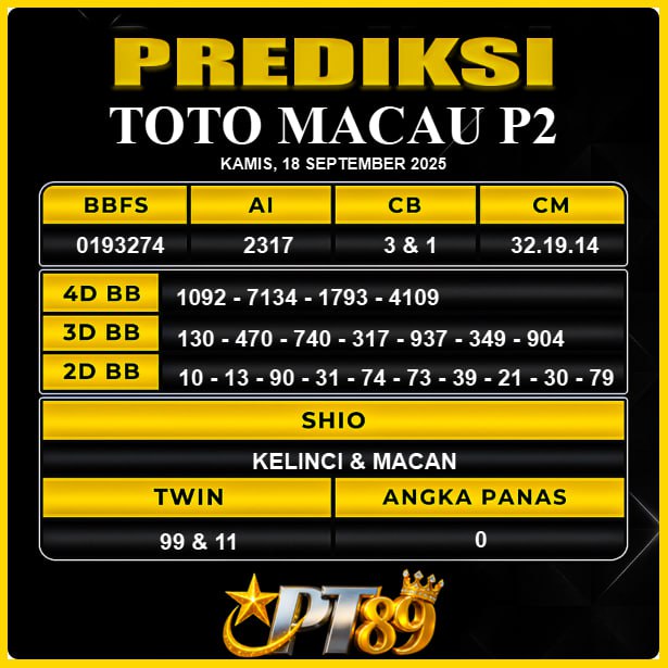 PREDIKSI TOGEL PT89	