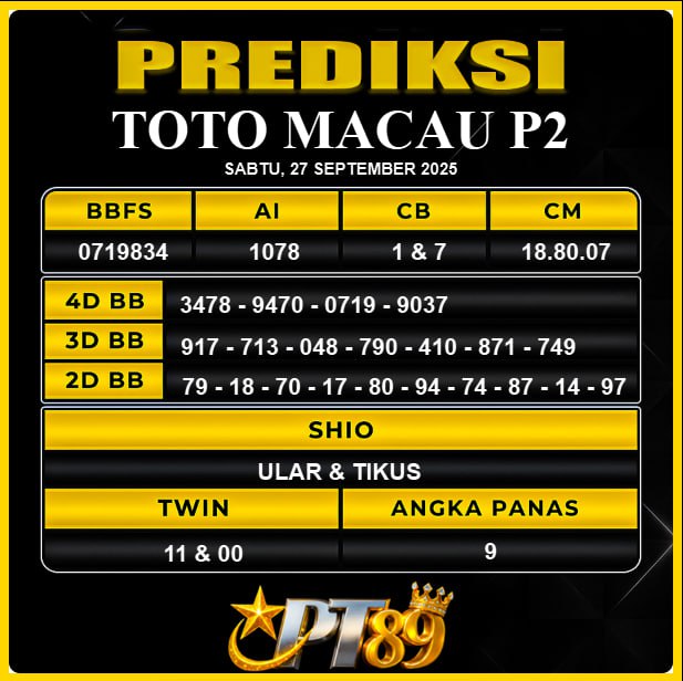 PREDIKSI TOGEL PT89	