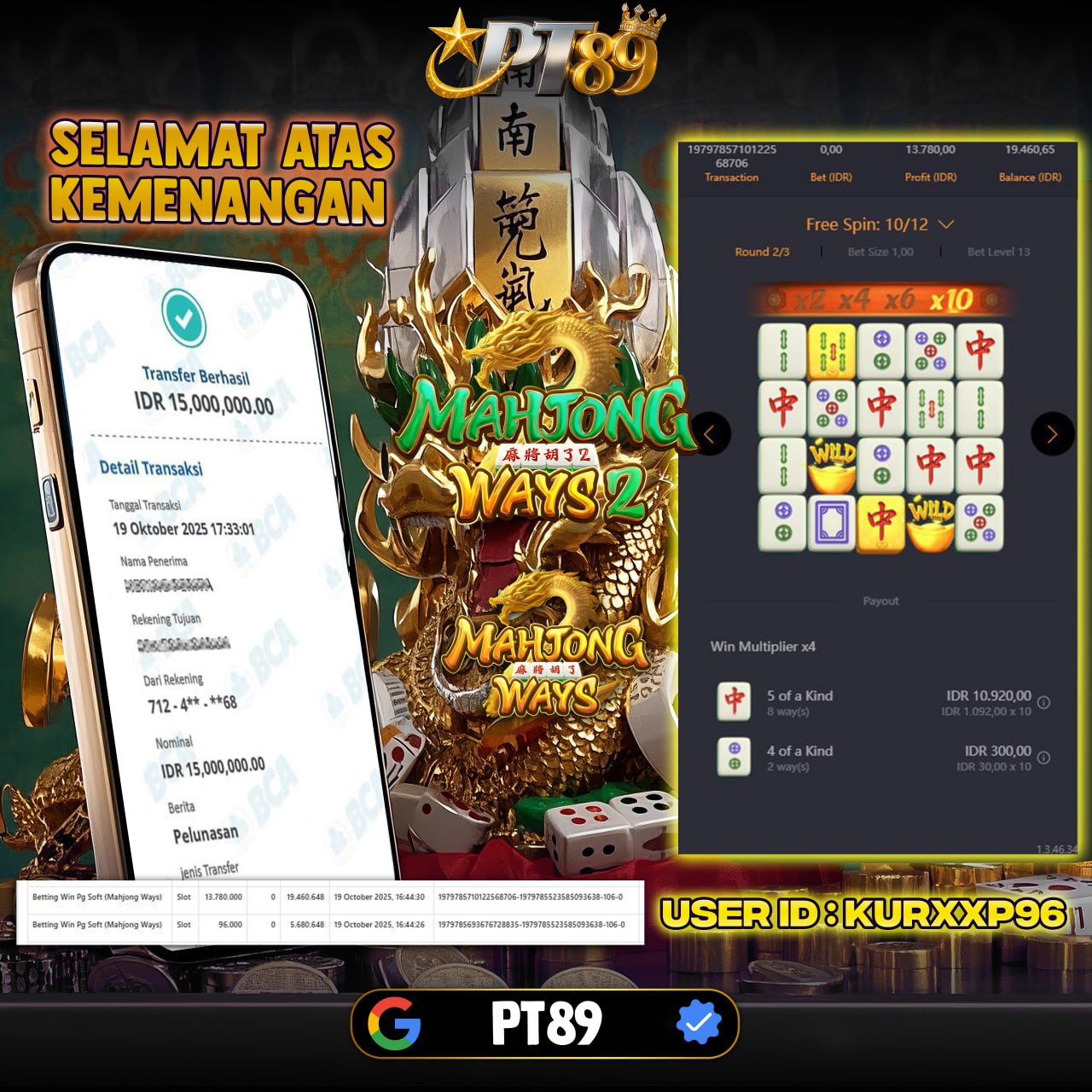 BUKTI WITHDRAW Mahjong Ways 🀄- PG Soft	