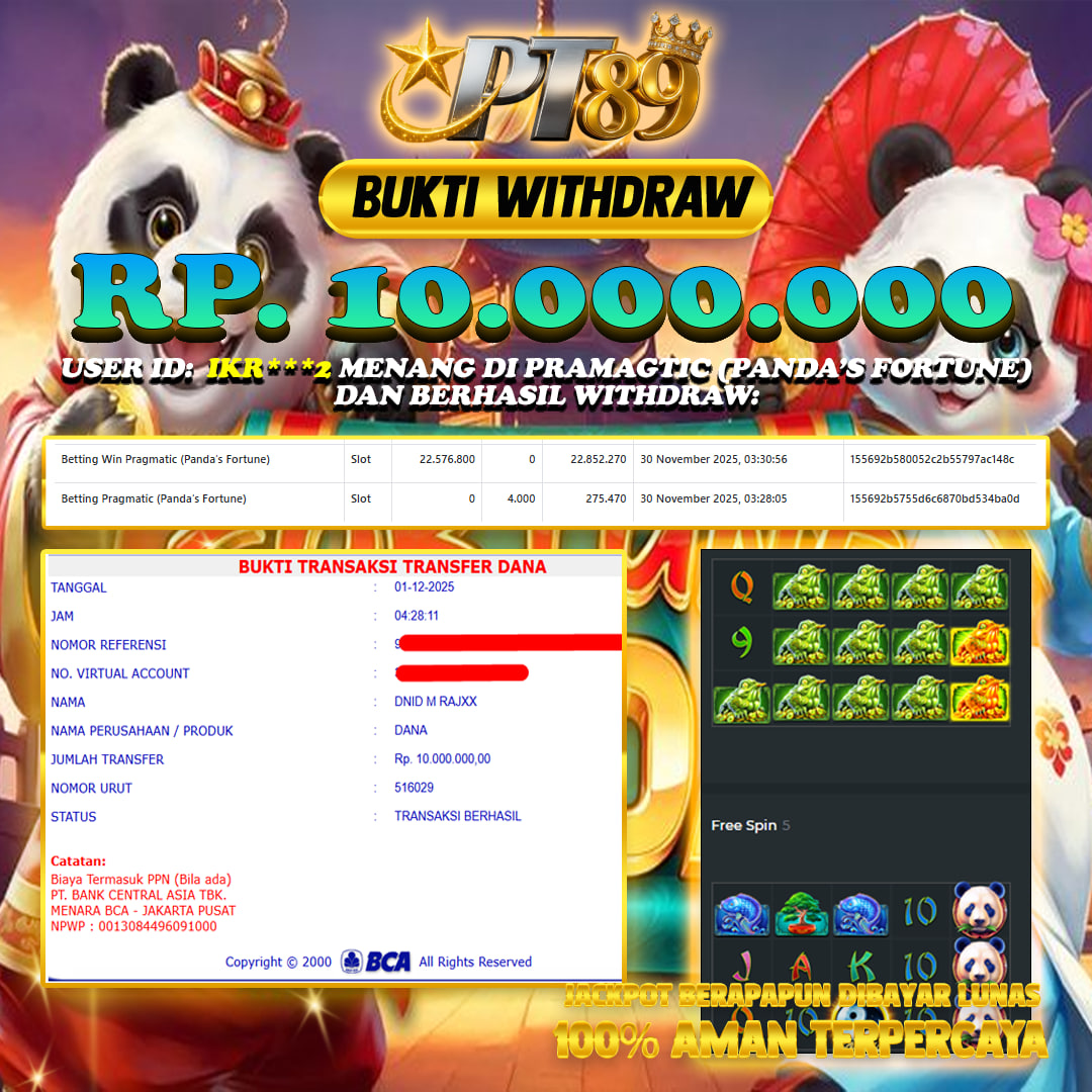 BUKTI WITHDRAW Panda's Fortune - Pragmatic